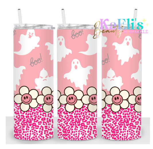 Pink Leopard Ghost Tumbler